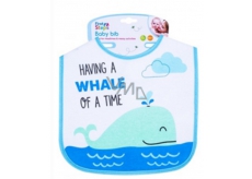 First Step Bib Cotton Blue Whale 21 x 25 cm