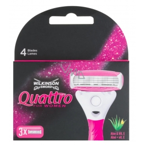 Wilkinson Sword Quattro for Women Aloe & Vitamin E spare head with 4 blades and grid for women 3 pieces