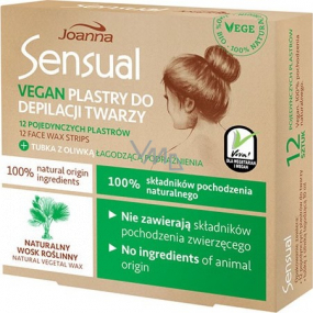 Joanna Sensual Vegan depilatory face tapes for sensitive skin 12 pieces