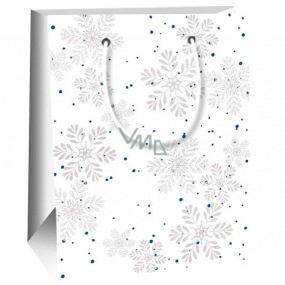 Ditipo Gift paper bag 11.5 x 6.5 x 14.5 cm white gray snowflakes E