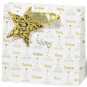 BSB Luxury gift paper bag 14.5 x 15 x 6 cm Christmas with golden trees VDT 446 CD
