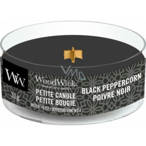 WoodWick Black Peppercorn - Black peppercorn scented candle with wooden wick petite 31 g