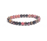 Rhodonite darker bracelet elastic natural stone, ball 6 mm / 16 - 17 cm, stone of forgiveness