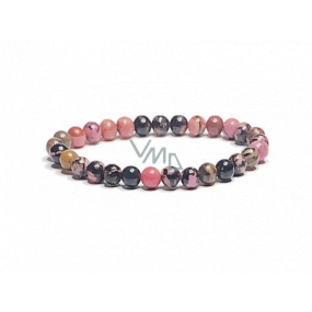 Rhodonite darker bracelet elastic natural stone, ball 6 mm / 16 - 17 cm, stone of forgiveness