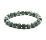 Emerald bracelet elastic natural stone, ball 8 mm / 16 - 17 cm, royal stone