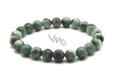 Emerald bracelet elastic natural stone, ball 8 mm / 16 - 17 cm, royal stone