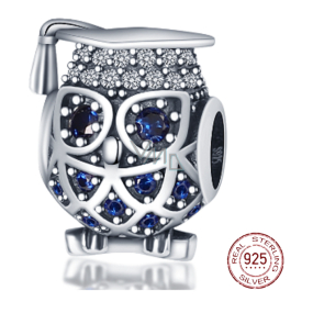 Charm Sterling silver 925 Graduation - Owl, Graduated bead on graduation bracelet