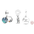 Sterling silver 925 Camping night sky - camping 2in1, bracelet pendant symbol