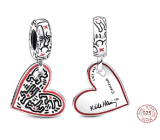 Charm Sterling Silver 925 Keith Haring Heart Art Lines, People and Hearts, Pendant Bracelet