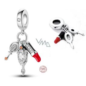 Charm Sterling silver 925 Chic style - lipstick, comb, mirror 3in1, bracelet pendant, interests