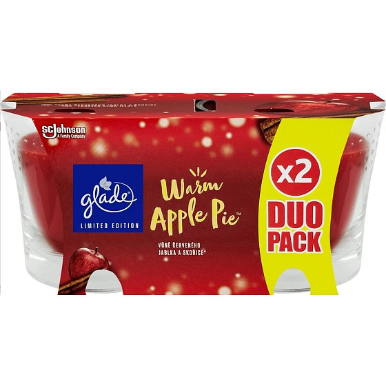 Glade Warm Apple Pie scented with red apple and cinnamon scented candle in glass, burning time up to 38 hours 2 x 129 g
