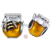 Charm Sterling silver 925 Honey and bee, bead on bracelet animal