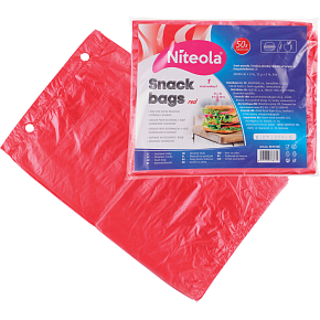 Niteola snack bags, HDPE, 20 × 30 cm, thickness 12 µ, red, 50 pcs