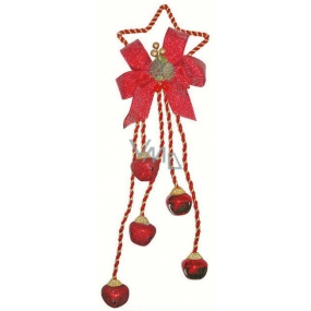 Five bells with star-metal decor, red 32cm