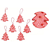 Trees for hanging red with beads 6.5 cm 6 pieces