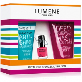 Lumene Clear It Up for young and beautiful skin cleansing skin gel 150 ml + opaque cream 50 ml + nail polish, cosmetic set