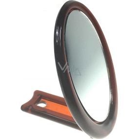 Mirror with oval brown handle 12 x 9,5 cm 60190