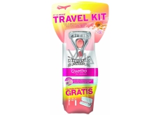 Wilkinson Sword Quattro for Women Papaya & Pearl Travel Kit 3 razor blade for women + case