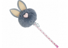 Albi Ballpoint pen with pompom Gray bunny