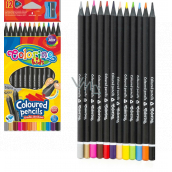 Colorino Triangular Pastel Pencils, Black Wood, with Sharpener 12 Colors
