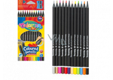 Colorino Triangular crayons, black wood, with sharpener 12 colors