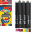 Colorino Triangular Pastel Pencils, Black Wood, with Sharpener 12 Colors