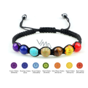 7 chakras healing bead bracelet handmade knitted, black, balancing beads