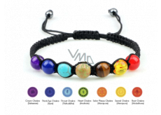 7 chakras healing bead bracelet handmade knitted, black, balancing beads