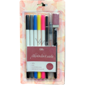 Albi Watercolour dual brush pen set 5 pieces + eraser 1 piece + pencil 1 piece + permanent marker 1 piece