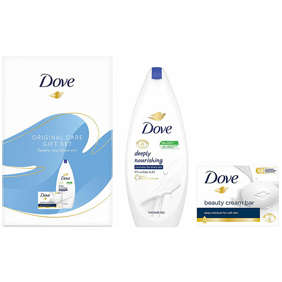 Dove Original Care Deeply Nourishing Cream Shower Gel 250 ml + Beauty Cream Bar Cream Toilet Soap 90 g, cosmetic set