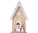 Emos Christmas wooden house with snowman 28,5 x 16 cm + timer