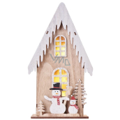 Emos Christmas wooden house with snowman 28,5 x 16 cm + timer