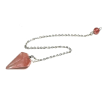 Crystal pink Pendulum natural stone 2,5 cm + 18 cm chain with bead, stone stones