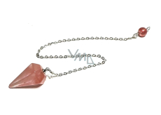 Crystal pink Pendulum natural stone 2,5 cm + 18 cm chain with bead, stone stones