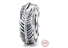 Sterling silver 925 Feather bead for bracelet nature