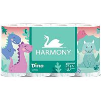 Harmony Dino Children's 3-Ply Toilet Paper, 8 Rolls, 17.5m Roll