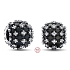Charm Sterling silver 925 Shimmering round black charm Pavé, bead on bracelet symbol