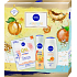 Nivea Floral Love Skin Radiance textile face mask + Nivea Floral Love shower gel 250 ml + Nivea Floral Love body lotion 250 ml, cosmetic set for women