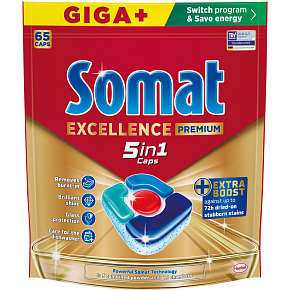 Somat Dishwasher Tablets Excellence Premium 5in1, 65 pcs