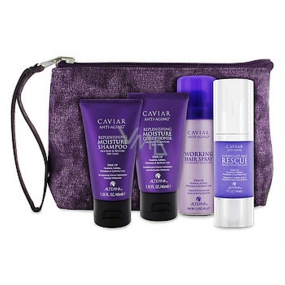 Alterna Caviar Experience Travel Kit shampoo 40 ml + conditioner 40 ml + regenerating mask 30 ml + hairspray 50 ml + bag, travel gift set