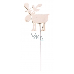 Reindeer wooden white recess 8 cm + wire