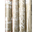 Zöllner Christmas Luxury wrapping paper with embossing Urban gold - Merry Christmas, trees, deer, houses 1.5 mx 70 cm