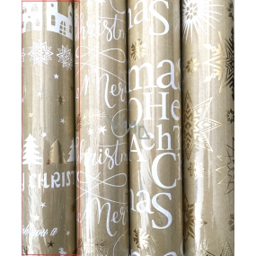 Zöwie Gift wrapping paper 70 x 150 cm Christmas Luxury Urban with embossing golden - Merry Christmas, trees, deers, houses