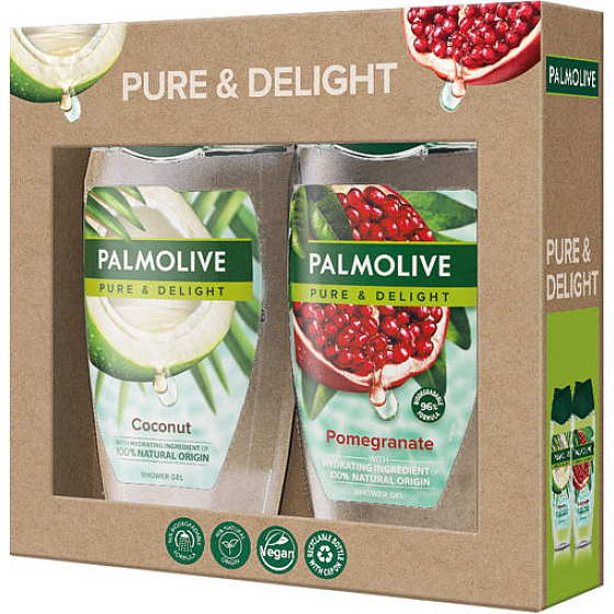 Palmolive Pure & Delight Coconut shower gel 250 ml + Pure & Delight Pomegranate shower gel 250 ml, cosmetic set
