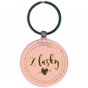 Nekupto Round Keychain from Faux Leather With Love 4.5 cm