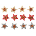 Star with button and glue Beige, red, grey 3 cm 12 pieces in bag