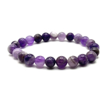 Amethyst bracelet elastic natural stone, ball 8 mm / 16 - 17 cm, stone of kings and bishops