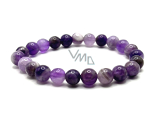 Amethyst bracelet elastic natural stone, ball 8 mm / 16 - 17 cm, stone of kings and bishops