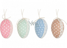 Egg for hanging with lace and polka dots 6 cm 1 piece