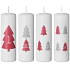 Emocio Advent Trees grey-red candle white cylinder 40 x 120 mm 4 pieces